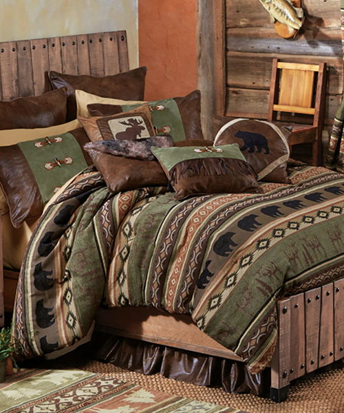 4 Pc Kodiak Bear Moose Sheet Set F Q K Country Cabin Lodge Bedroom Bedding Decor 
