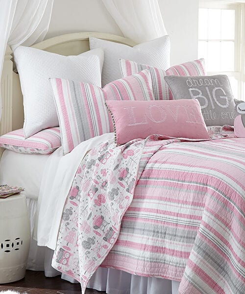 Girls Pink and Gray Bedding