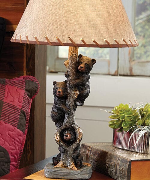 Bear Log Cabin Lamp