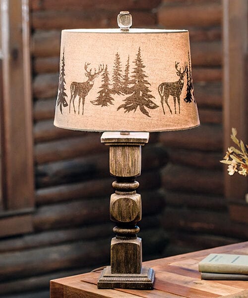 Deer Forest Rustic Table Lamp