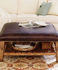 Leather Rustic Ottoman - Lodge Coffee Table