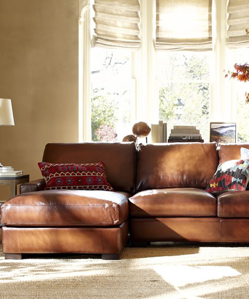Leather Chaise Sectional Rustic, Rustic Brown Leather Sectional