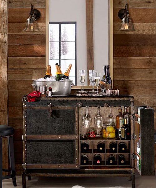 Ludlow Rustic Trunk Bar Cabinet