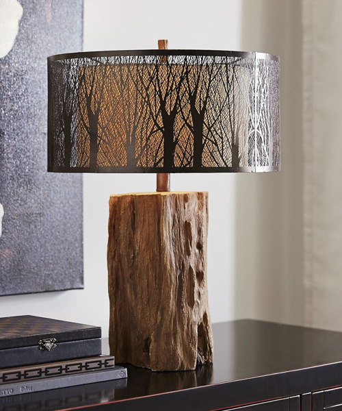 Birch Table Lamp Lighting, Rustic End Table With Lamp