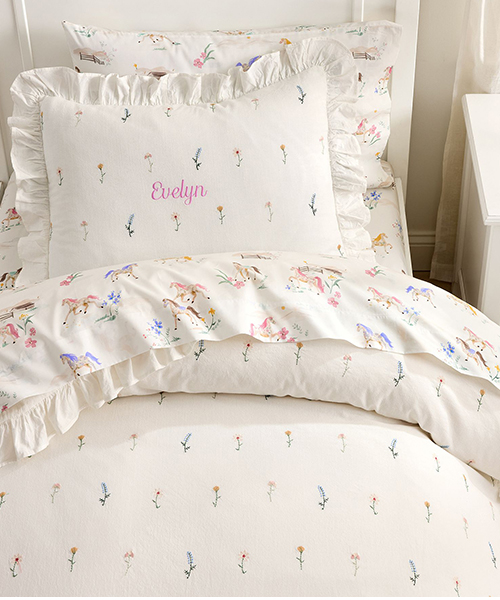 Childrens Floral Ruffle Duvet Cover