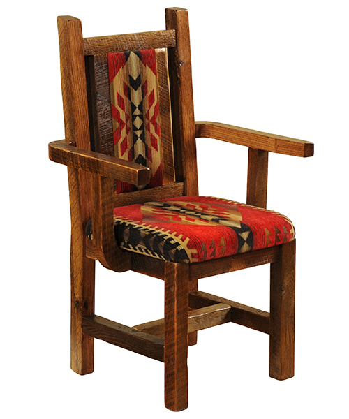 Artisan Barnwood Dining Room Chair, Southwestern Fabric Dining Chairs