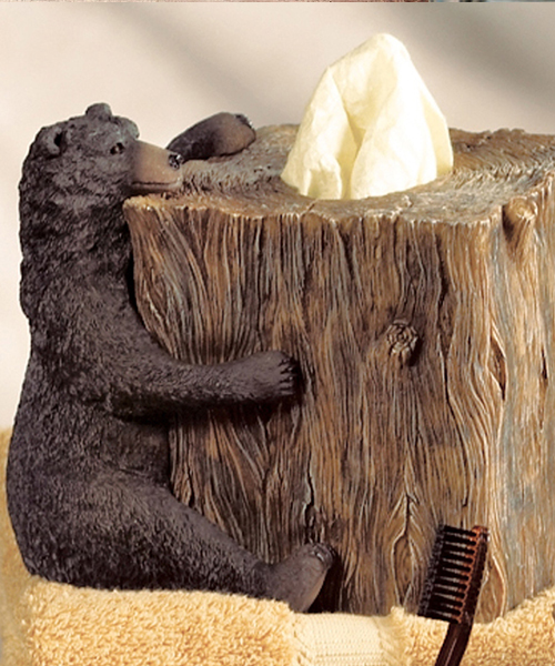 Black Bear Lodge Tissue Box | Cabin & Lodge Bathroom Decor