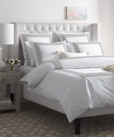 Gray Border Duvet Cover | White Bedding With Border