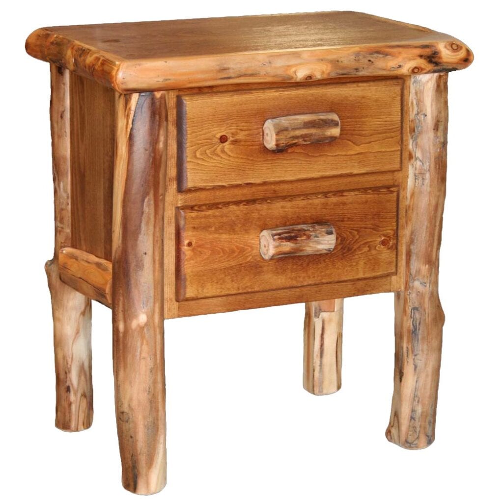 Rustic Bedroom Furniture For 2022 Lodge Log Reclaimed Wood   Aspen 2 Drawer Log Nightstand 1024x1024 