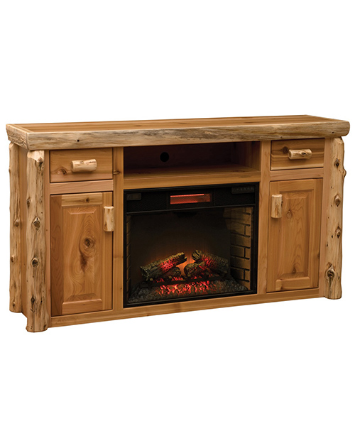 Ceder Log Entertainment Center with Fireplace