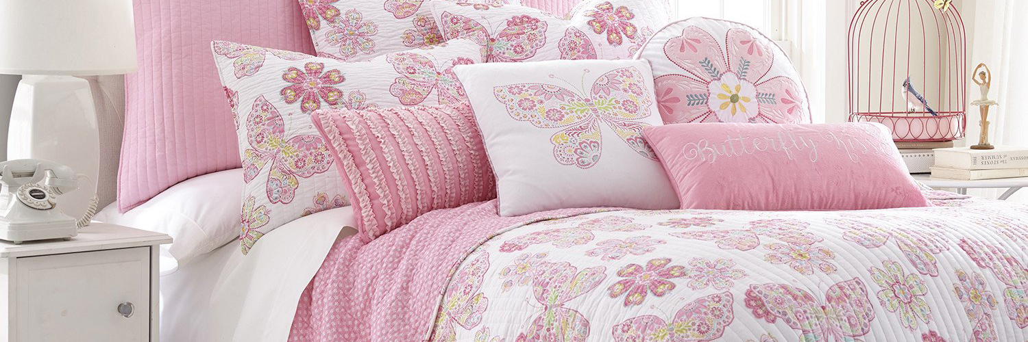 Kids Toddler Pink Purple Butterfly Watercolour Duvet Cover Quilt Bedding Set 