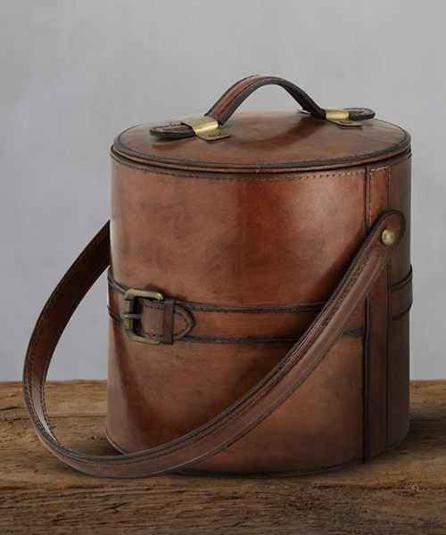 Andres Rustic Leather Ice Bucket