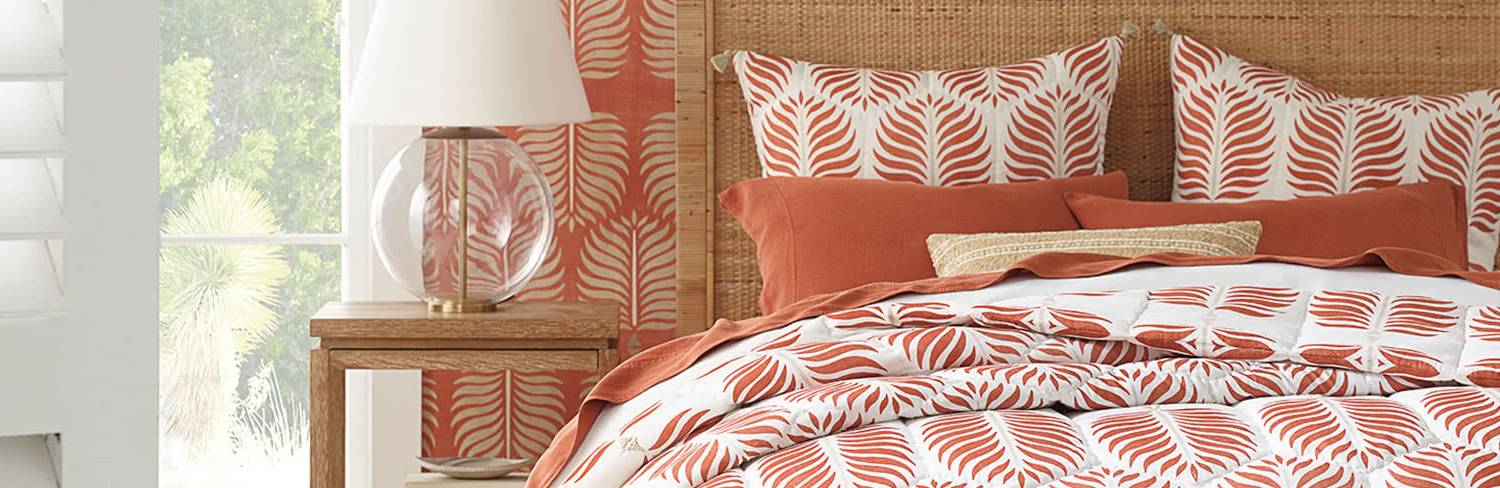 orange gray bedding